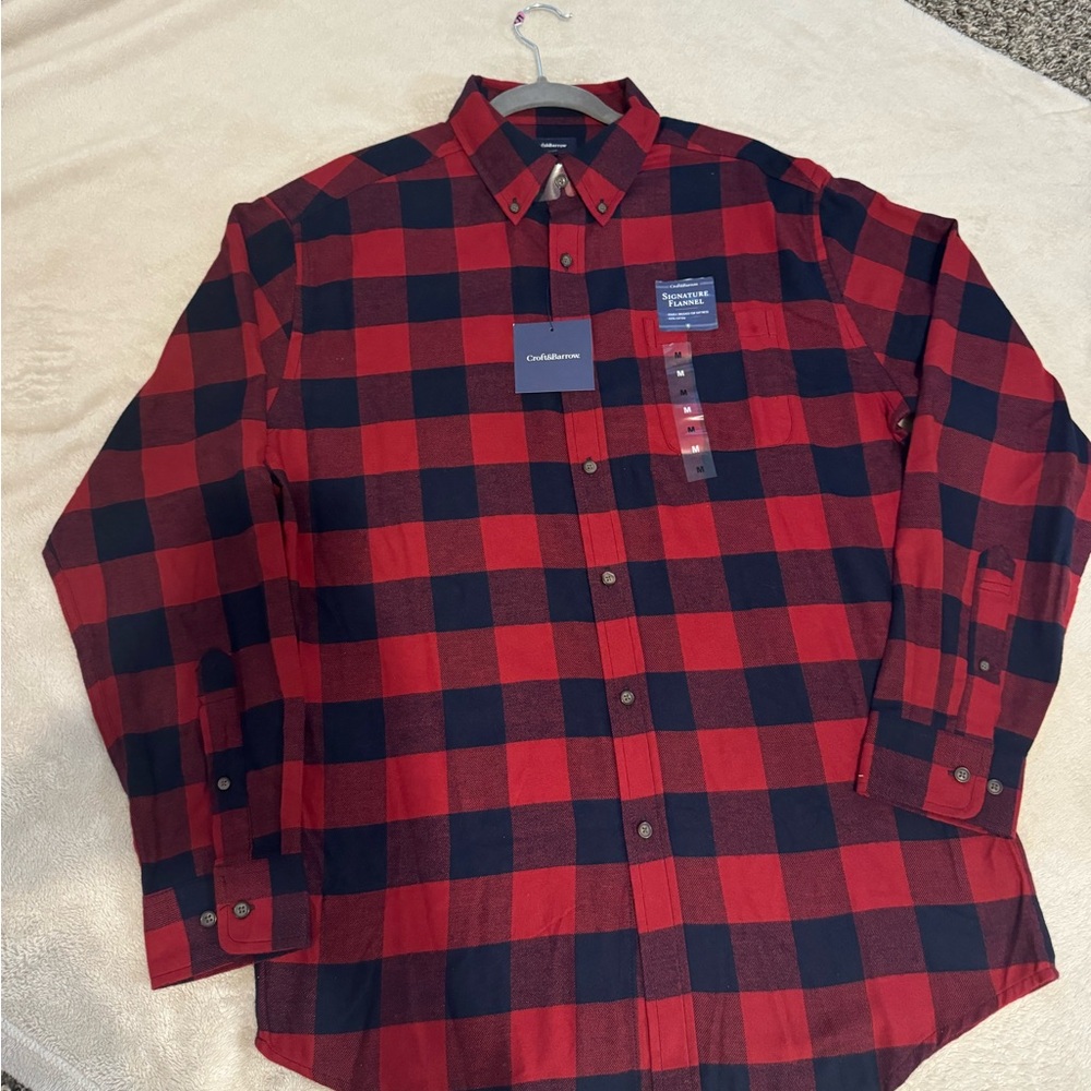 Men's Red and Black Plaid Shirt